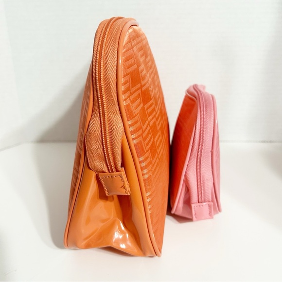 Estee Lauder Set of Two Zippered Cosmetic Make Up Toiletry Bags Fully Lined 🩷🧡 - Picture 3 of 13